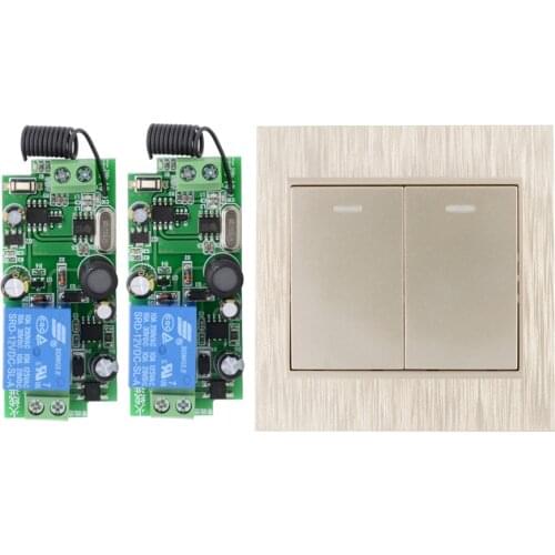 AC110V 220V 250V 2CH 10A RF Wireless Remote Switch Wireless Light Switch + 1/2 Button Golden Wireless Wall Panel Remote Control