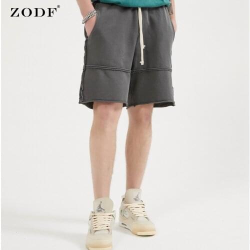 ZODF 2021 Summer New Oversize Drawstring Shorts Men 100% Cotton Comfortable High Street Loose Shorts Brand Clothing B50