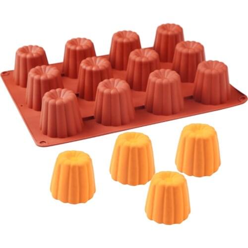 12 Cups Silicone Cannele Mold French Custard Coffee Cake Mould Bordelais Silicon Candy Maker Muffin Jelly Cake Pan Baking Tools