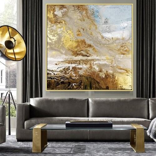 Modern Abstract Gold Foils Canvas Painting Luxury Posters Wall Art Picture for Bedroom Living Room Decor Picture Cuadros Print