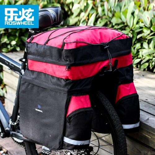 ROSWHEEL 60L Bicycle Bag Black Blue Red Double Bicycle Rear Seat Rack Trunk Bag Handbag Pannier Bike accessories