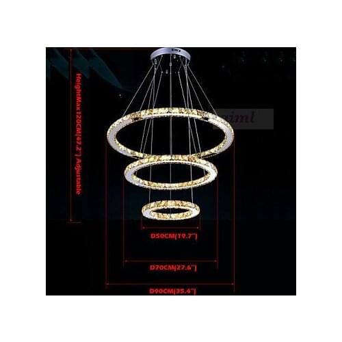 Led Luxury LED Amber k9 Crystal Pendant Lights Lamps Fixtures with 3 RingsFree shipping110-240V