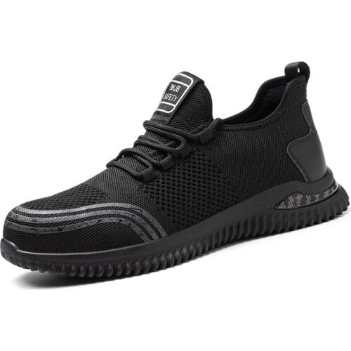 Fly woven breathable shoes with steel wrap head and Kevlar sole to prevent smash and puncture industrial safety protective shoes