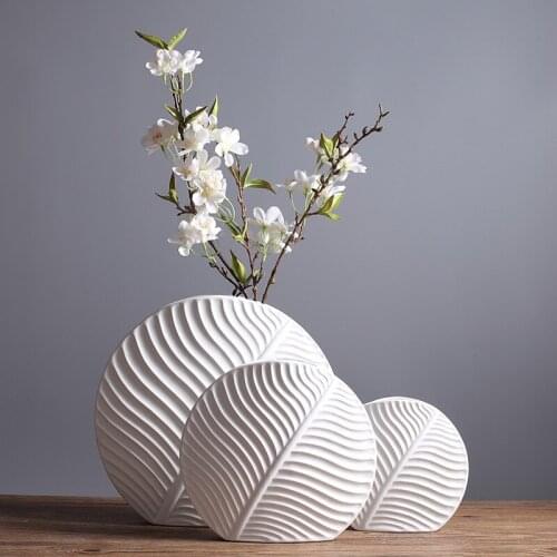 Nordic Leaves Decorations Home Soft Decorations Simple White Ceramic Vases Modern Living Room Entrance Office Crafts Ornaments