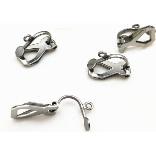 Mibrow 20pcs/lot 11.5*8mm Stainless Steel no Piercing Earrings Clips Blank Base Settings Ear Clips for DIY Jewelry Making