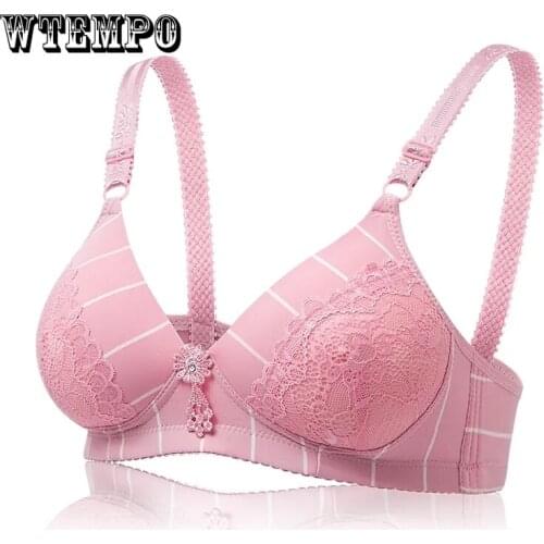 Thin Wireless Push Up Bra for Women Plus Size Lace Underwear New Pink Gathered Bralette Lingerie Female Large Breast Corset Tops
