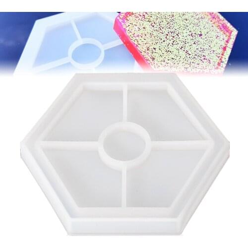 1pc Jewelry Making Craft Hexagon Coaster Resin Casting Mold For DIY Flower Pot Base Tea Cup Pad Drop Glue Silicone Mould