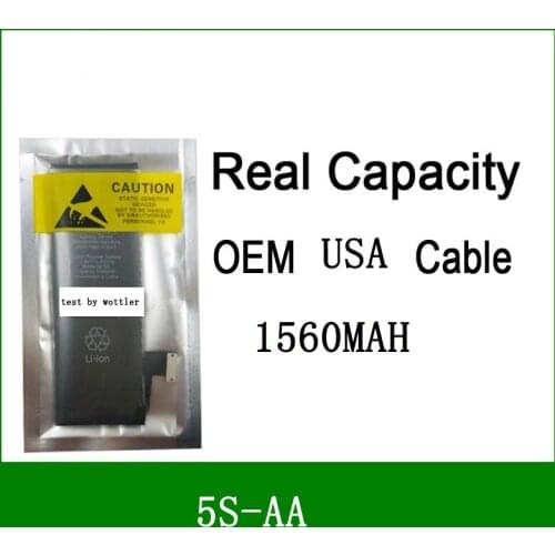 10pcs/lot Real Capacity 1560mAh Core Protection board 3.7V Zero cyclic Battery for iPhone 5S 5GS replacement repair parts 5S-AA