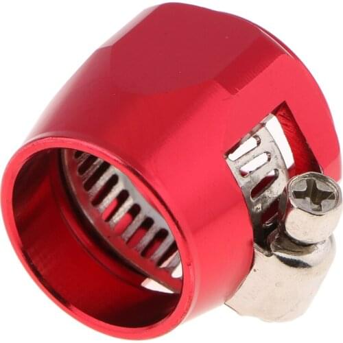 10AN Hose Finisher Clamp, Fuel Line Hose End Fitting for Fuel Oil Air Line, Aluminum Alloy Red