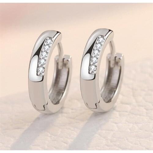 2021 Trendy Silver 925 Hoops Earrings For Women Jewelry Fashion Zircon Earrings Female Party Accessories On Ear Shining