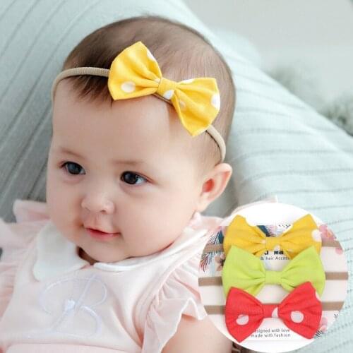 3Pcs/lot New childrens cotton and linen headband Large bowknot seamless hairband baby girl hair accessories