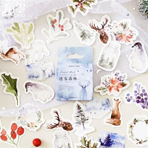 46 Pcs/Pack Forest Mist Sticker Decoration DIY Scrapbooking Sticker Stationery Kawaii Handbook Notes Decorative Stickers