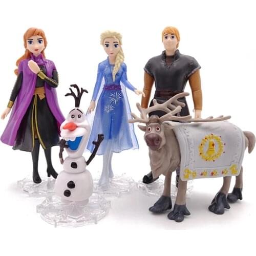 5pcs/Lot Disney 9-14cm Snow Queen Anna Elsa frozen 2 Olaf Sven Kristoff Princess Toys Pvc Action Figure Doll For Kids Gift
