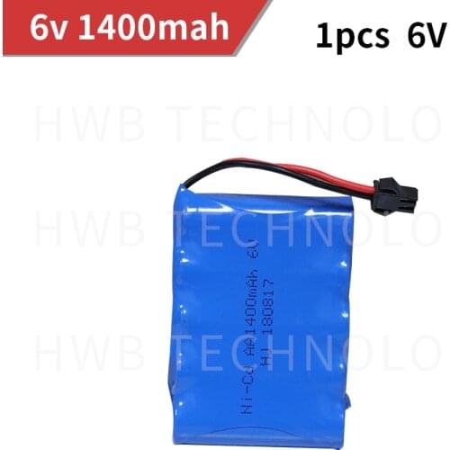 1pc 6v battery 1400mah ni-cd nicd aa 6v rechargeable battery pack 1.2v 1500mah batteries sm 6v battery for toy car RC boat toys