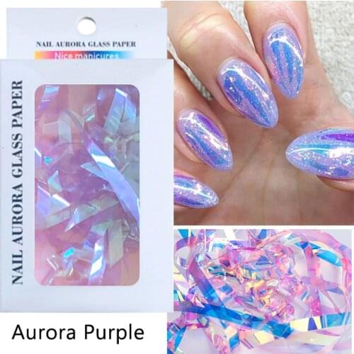 Sparkly Nail Aurora Foils Colorful Transfer Stickers Cellophane Laser Mirror Stickers Sliders Wrap Paper DIY Nail Art Decoration
