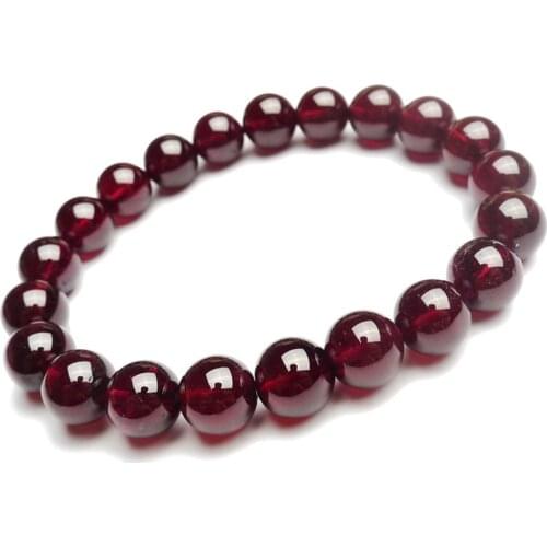 Genuine Natural Wine Red Garnet Bracelet Clear Round Crystal Gemstone Classic Bead Bracelets Women 7mm 8mm 9mm 10mm 11mm AAAAA