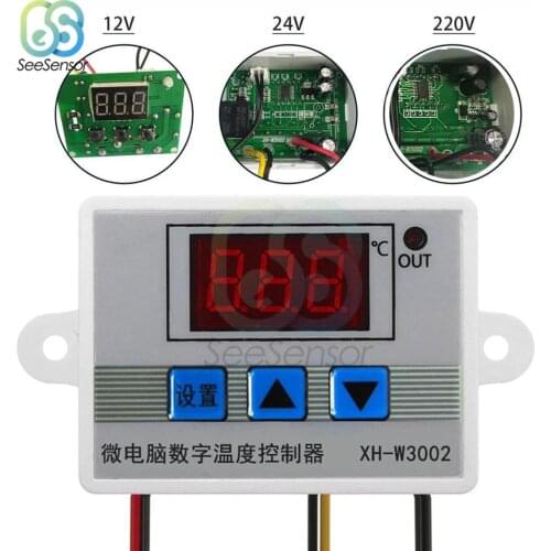 W3002 12V 24V 220V LED Digital Temperature Controller Thermostat Control Switch Thermoregulator Sensor Meter With Probe XH-W3002