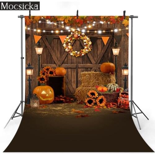 Fall Thanksgiving Backdrop Retro Wooden Barn Birthday Portrait Background Rustic Door Autumn Harvest Wedding Photography Props