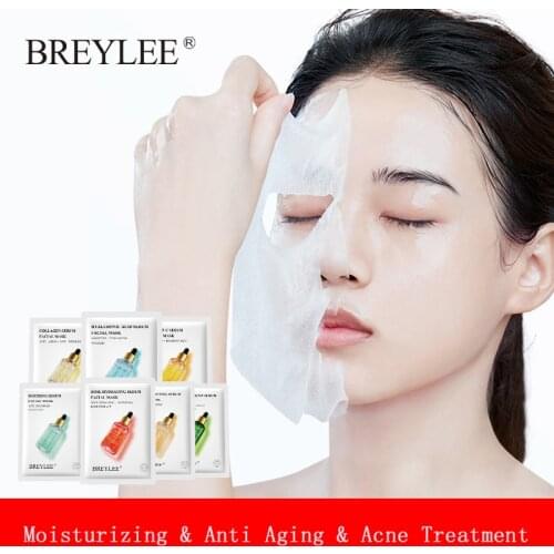 BREYLEE Face Mask Collagen Facial Sheet Mask Skin Care Retinol Anti Aging Acne Treatment Serum Moisturizing Vitamin C Whitening