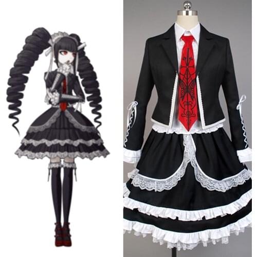 Anime Cosplay Danganronpa Celestia Ludenberg Costume Set Uniform Long Sleeve Top Short Dress Anime Halloween Carnival Costume