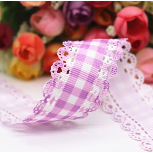 50 Yards Hollow Lace Grosgrain Ribbon Lattice Printed Ribbon 30MM For Hair Bows DIY Crafts Handmade Accessories M19051402