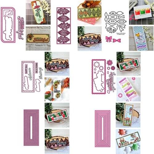 Slimline Metal Cutting Dies Nesting Words Bow-kont Layered Scallop Rectangle Frame DIY Scrapbooking Craft Cards 2020 New Design
