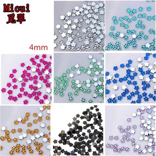 Micui 1000pcs 4mm Flower Acrylic Rhinestone crystal Flatback Scrapbook Gems Nail Art Decoration DIY ZZ624