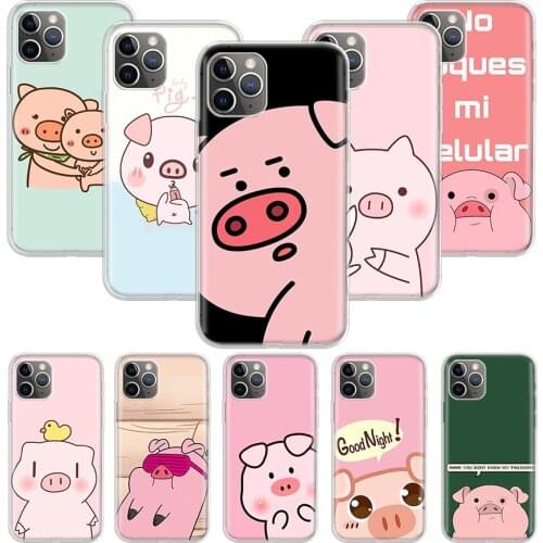 Cute PINK Kawai Pig Case for Apple iphone 11 12 Mini Pro XS Max XR X 7 8 6 6S Plus 5 5S SE 10 Ten Gift Silicone Phone Cover Coqu