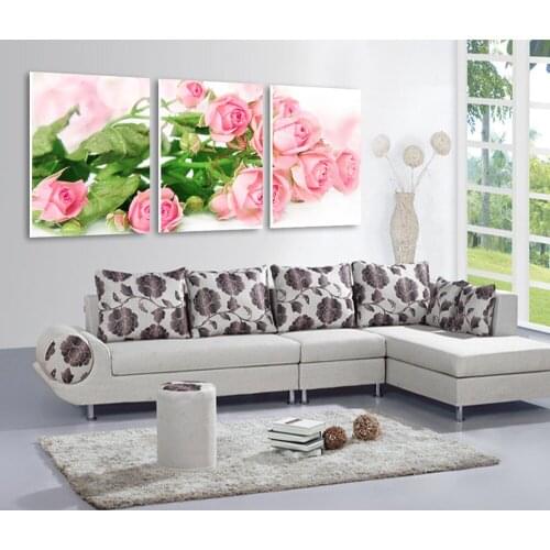 Wall Picture 3 Panel Modern colorful Pink Rose Lots Of Love fresh canvas prints painting Home Decoration