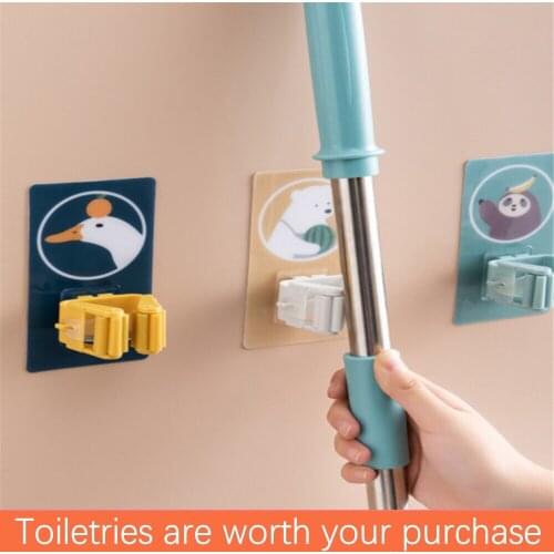 Wall-mounted mop rack broom rack clip household storage rack organizer hook bathroom household kitchen storage rack mop hook