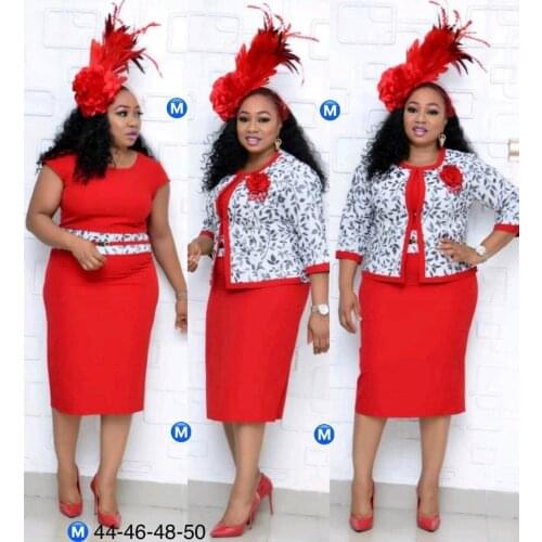 2021 New Spring African Women O-neck Plus Size Two Pieces Sets Coat and Dress African Dresses for Women 2XL-6XL