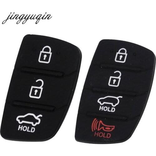 Jingyuqin Rubber Car Key Button Pad For Hyundai 3/4 Buttons Key Shell Blank Case Auto Parts Replacement