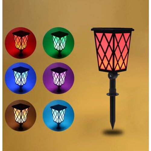 Solar Led Light Outdoor Garden Lawn Lamp Colorful Flame Lantern Waterproof Landscape Lighting For Pathway Patio Courtyard Decor