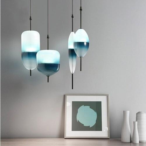 Modern Led Pendant Lights Nordic Teardrop-shaped Glass Hanging Lamps Living Room Decoration Dining Bedroom Art Decor Chandeliers