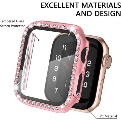 Glass+Cover For Apple Watch 6 case 44mm 40mm iWatch 42mm 38mm bumper Screen diamond Protector Accessories for series 5 4 3 2 SE