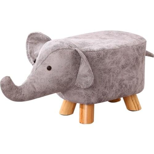 Solid wood shoe stool household low stool elephant cartoon cloth stool creative childrens animal sofa stool