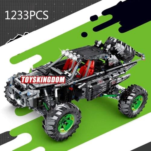 Technics 2.4Ghz radio Remote control building block 1:10 scale monsters truck model bricks rc toys collection with light
