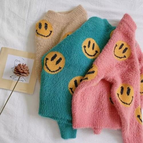 Toddlers Girls Pullover Turtleneck Jersey Cotton Sweater 2021 Autum Winter Baby Girls Cute Smile Knitted Coat