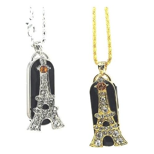 Diamond Iron Tower USB 128GB Pendrive 64GB Flash Drive 16GB 32GB Gift Jewelry Pen Drive Pendrive 1TB 2TB Memory Stick 2.0 Gift