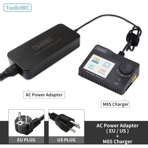 ToolkitRC M8S Battery Balance Charger + ToolkitRC AC Power Adapter 180W Output Power XT60 Plug
