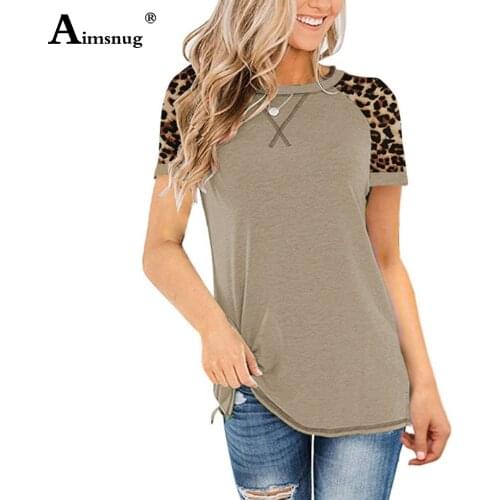 Plus Size 5xl Ladies Elegant Leisure Casual T-shirt Patchwork Leopard O-neck Loose Womens Top 2021 Summer Tees shirt Clothing