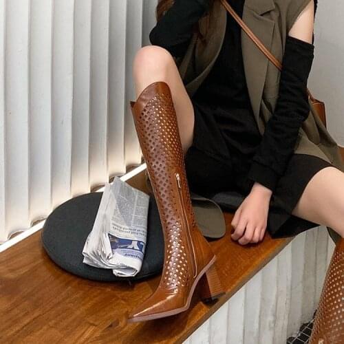 Women 's Sandals Summer New Western Cowboy Boots High Pointed Knight Long Hollow Breathable Boots