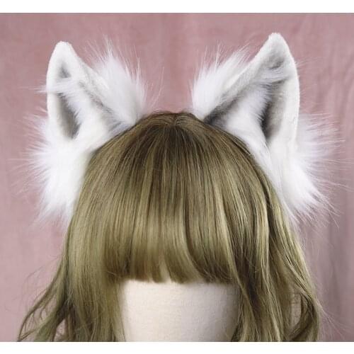 Lolita girl hair accessories Animal White Wolf Ears hairband for women scrunchie Headwear Hand Work