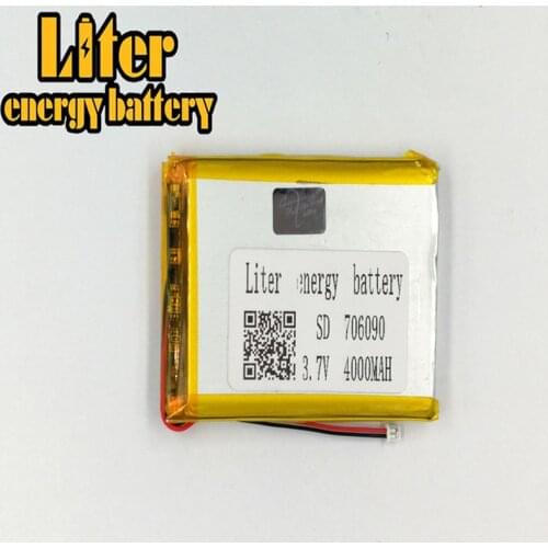 1.25MM 2pin connector 3.7 V 706090 4000mah customized wholesale high capacity lipo battery for li po rechargeable battery