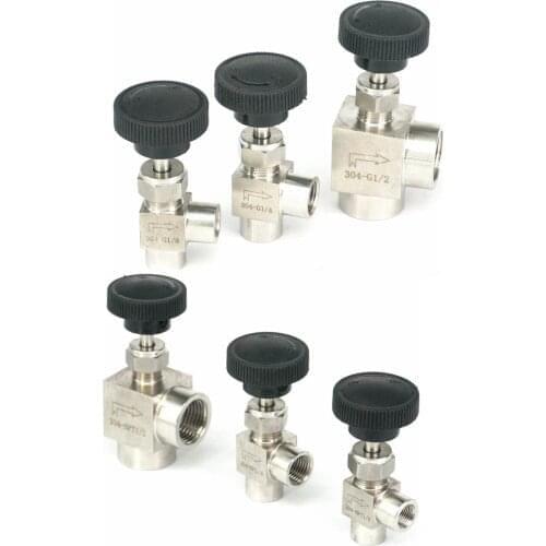 1/8" 1/4" 3/8" 1/2" NPT /BSPP Female 304 Stainless Elbow Equal Check Valve Flow Control Needle Valve Air Water Gas Oil