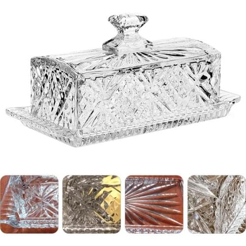 1pc Butter Plate with Lid Glass Butter Dish Box Container Clear Gorgeous Butter Container Food Container for Hotel