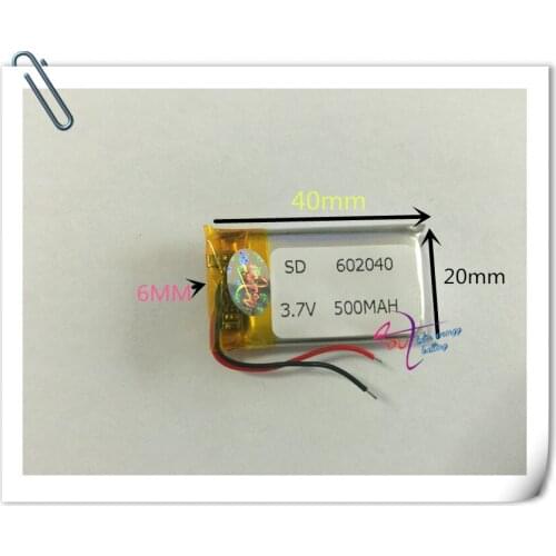 10 pcs 3.7V 500mAh 602040 Lithium Polymer Li-Po Rechargeable Battery For DIY Mp3 MP4 MP5 GPS pen camera