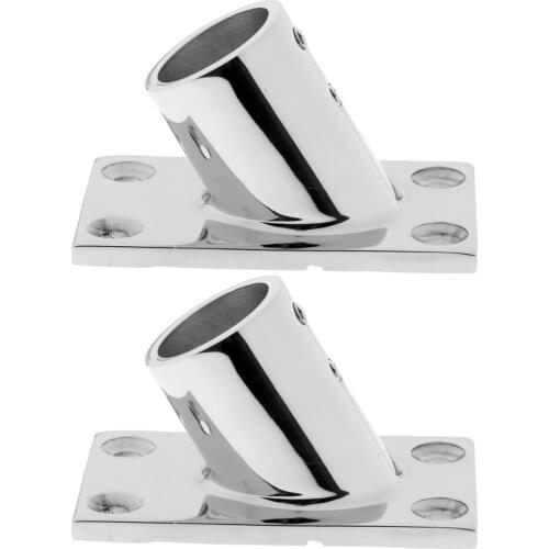 2 Pieces Stainless Steel Rectangular Base Hand Rail Fitting, 60 Degree (1''/25mm)
