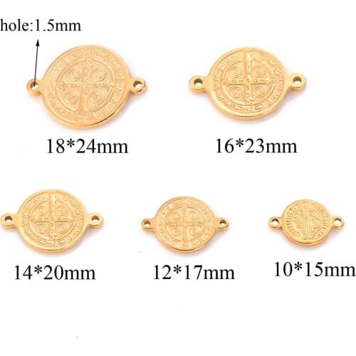 5PCS Stainless Steel Retro Religious Jesus Tag Double Holes Coin Connector Charms Figure Pendant Necklace DIY Jewelry Accessorie
