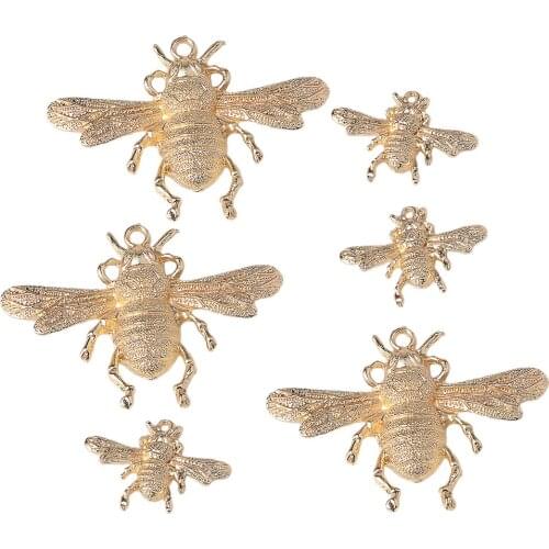 6pc Metal Gold Bees Button Flatback Appliques for Scrapbooking Crafts